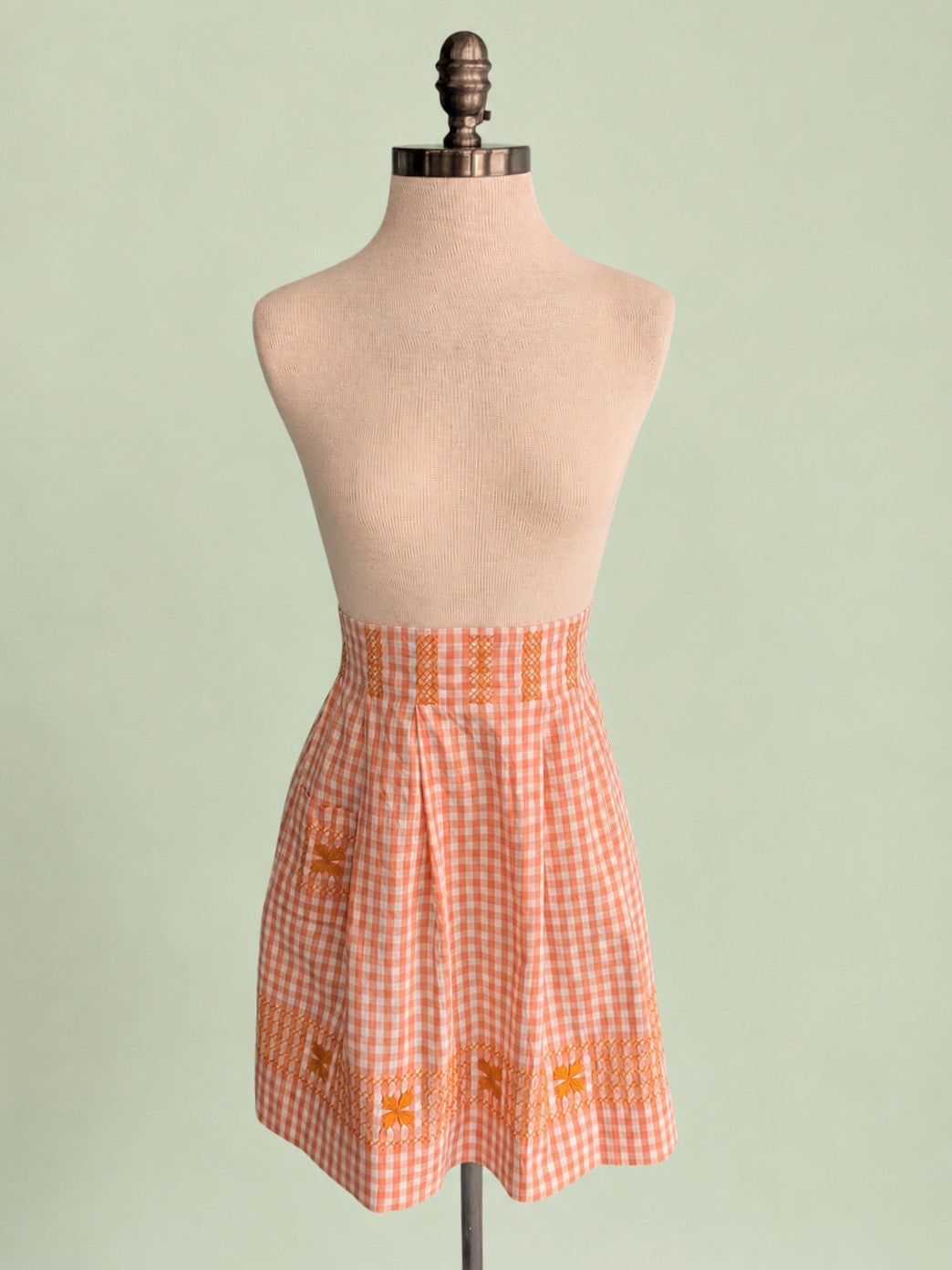 Vintage Mid-Century Orange Gingham Apron