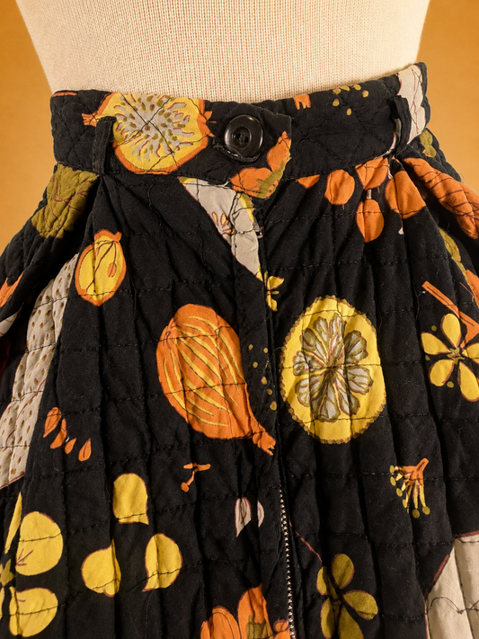 Vintage 1950s Meena Fruit Harvest Quilted Full Skirt