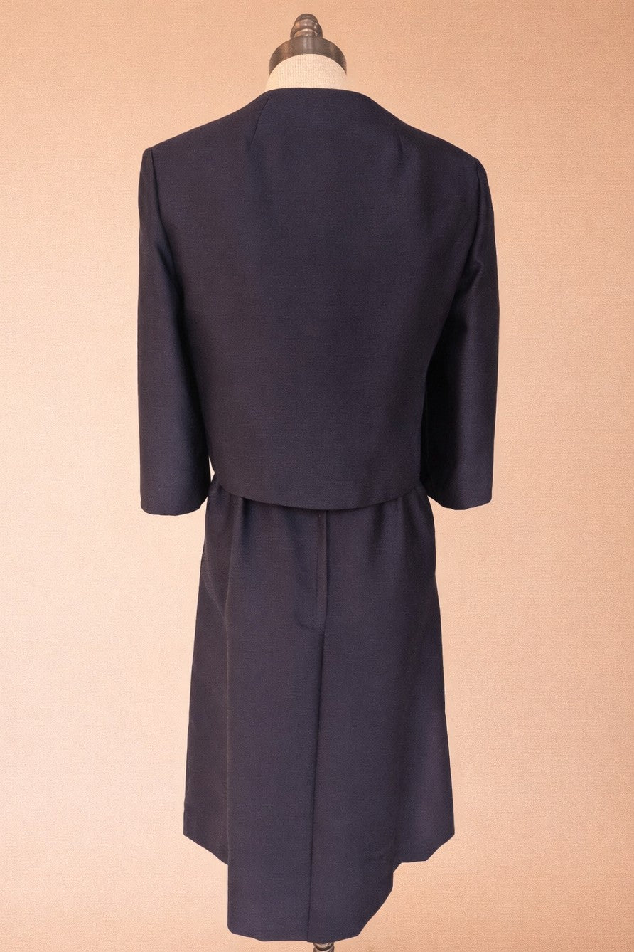 Vintage 1960's Navy Sheath Dress & Bolero Set