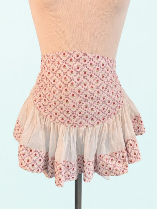 Vintage 1940s Floral Lattice Cotton Apron