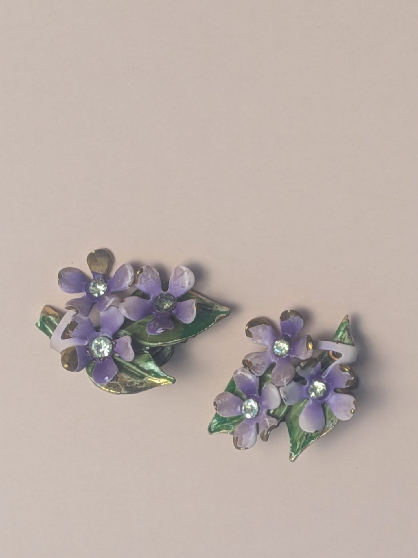 Vintage Mid-Century Purple Flower Earrings