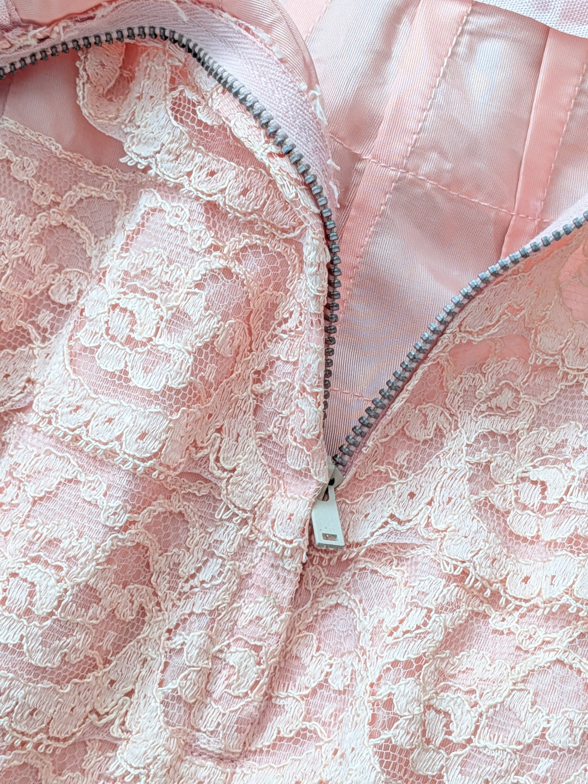 Vintage Mid-Century Pink Lace Pencil Dress