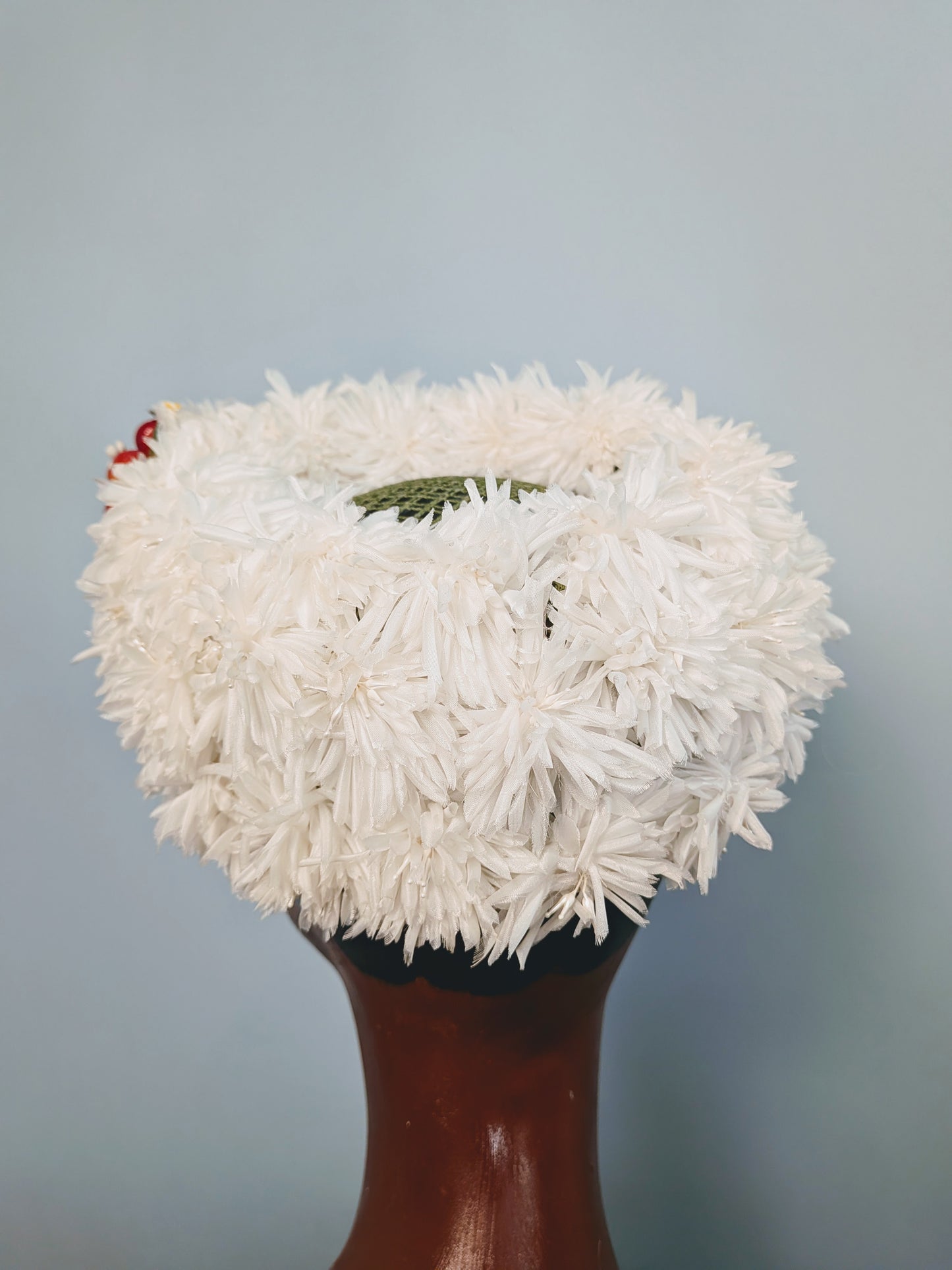 Vintage 1950s "Adelheid" Coconut & Cherries Pillbox Topper