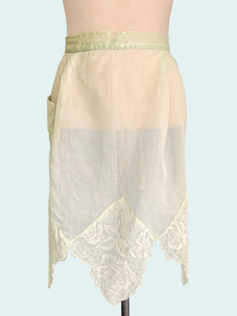 Vintage 1940s Sheer Green Apron