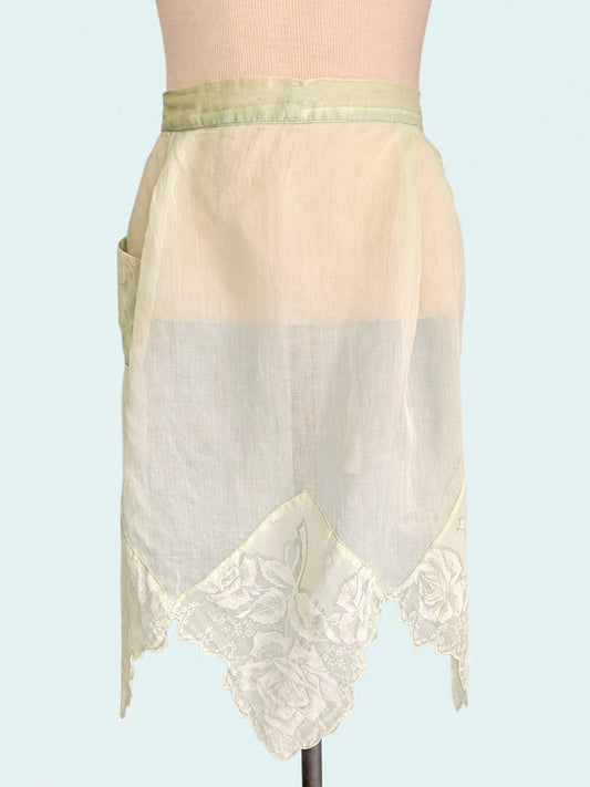 Vintage 1940s Sheer Green Apron