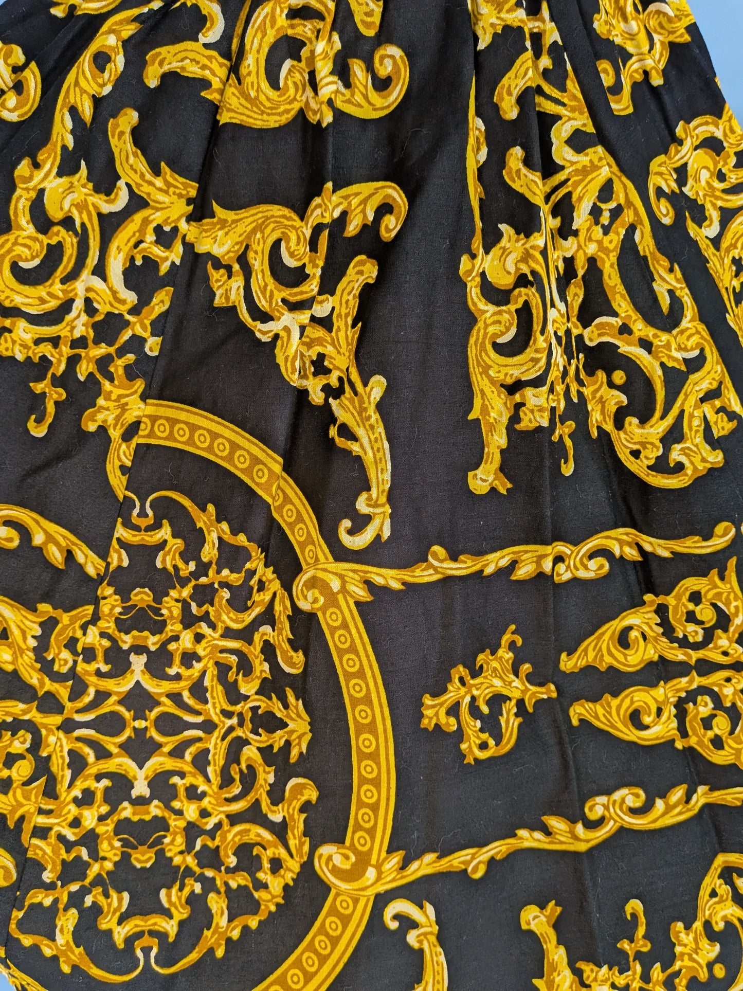 Black and Gold Baroque Print Skirt