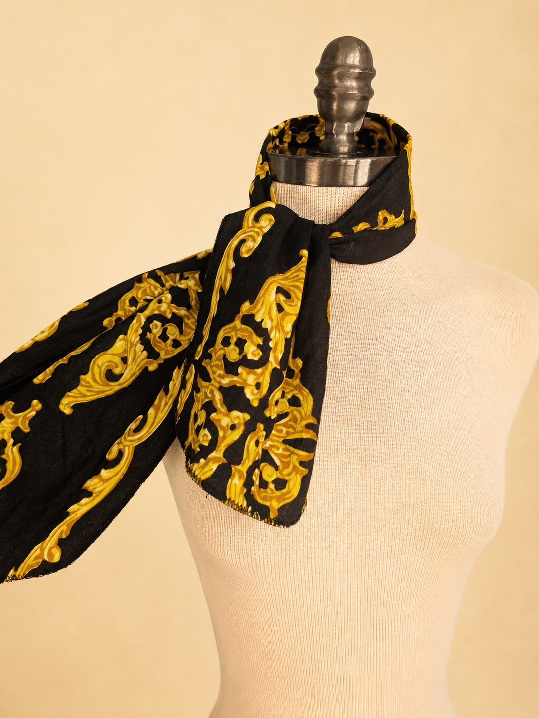 Black and Gold Baroque Print Skirt