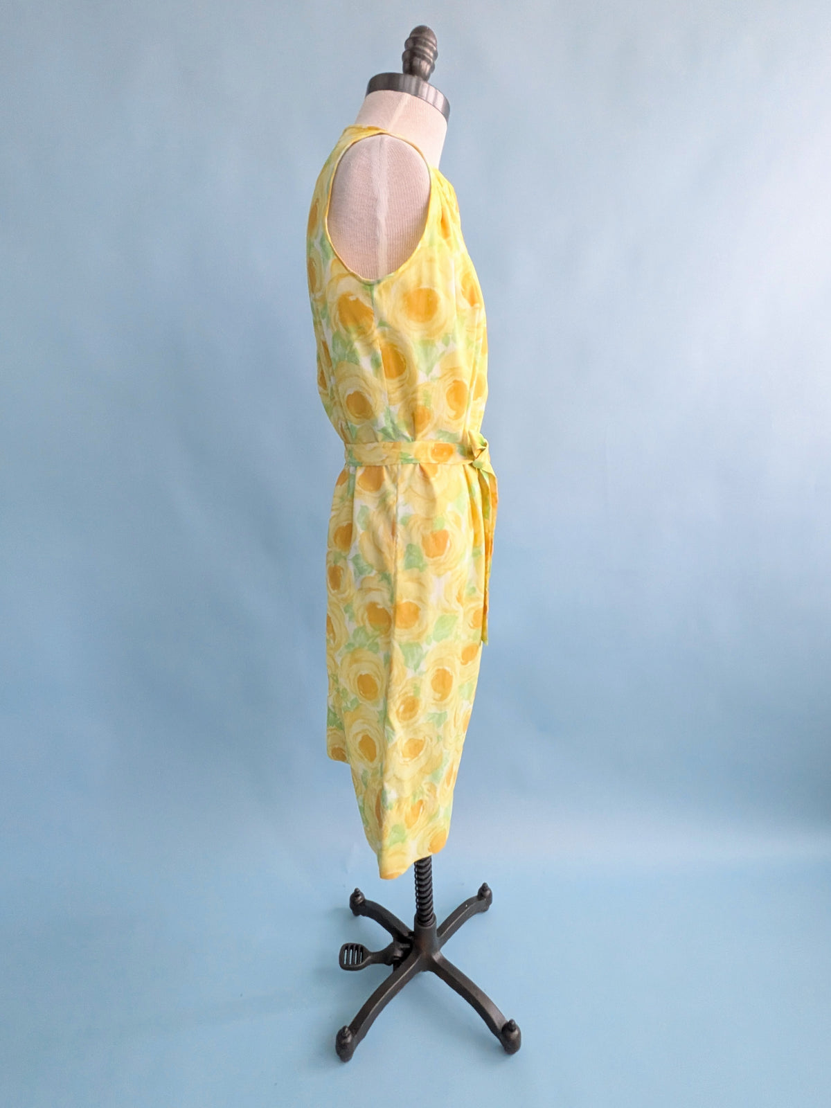 Vintage 1960s Citrus Colored Floral Shift Dress