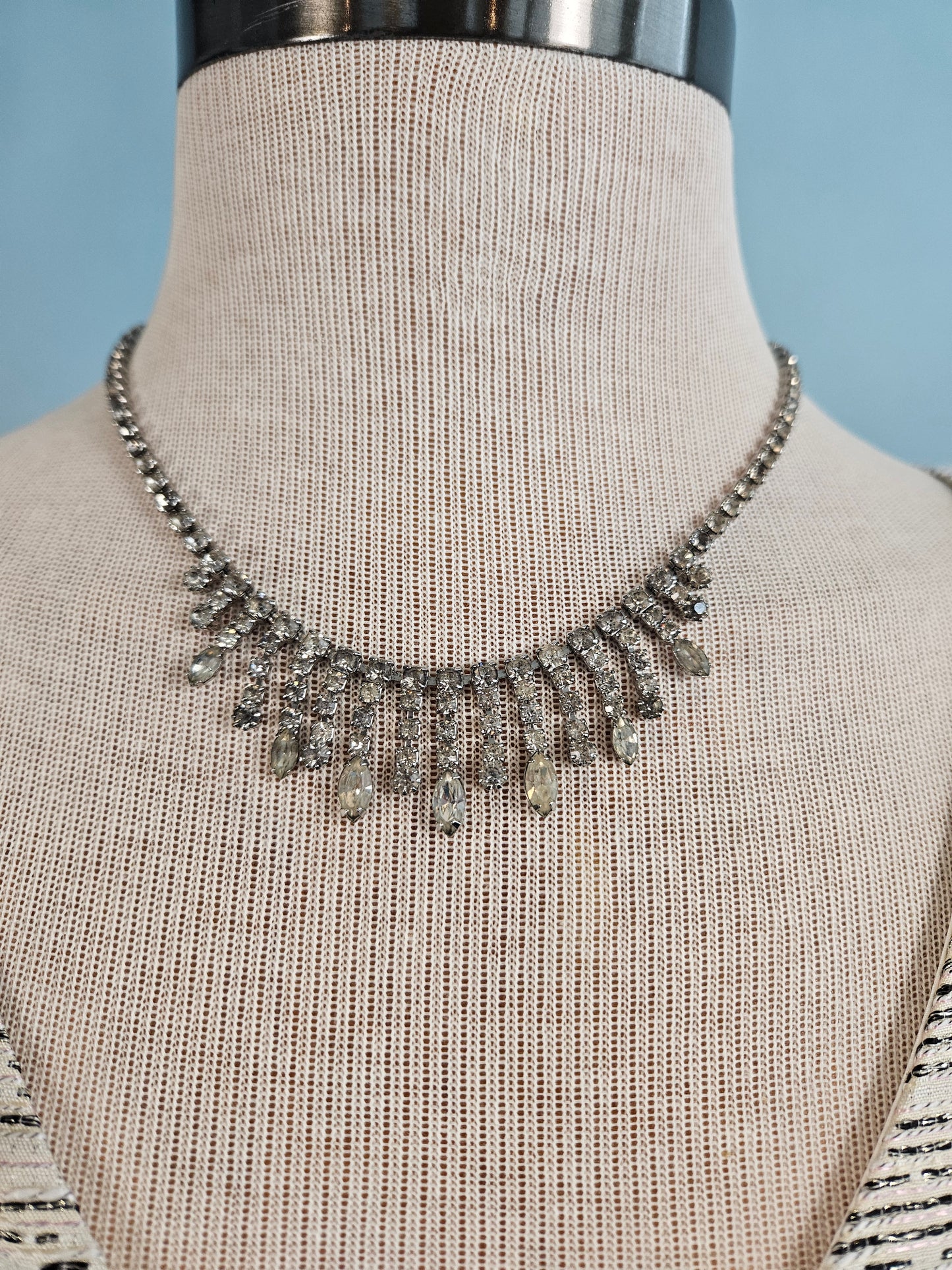 Vintage 1950s Rhinestone Cascade Necklace
