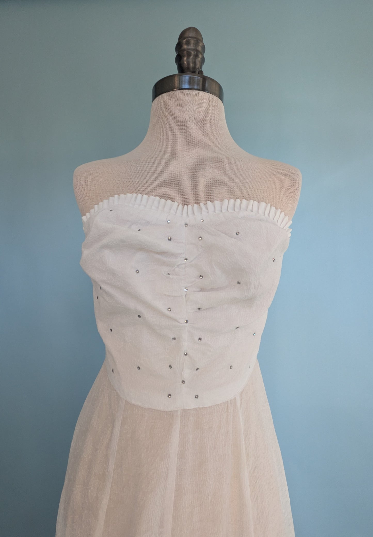 Vintage 1940s White Cotton Maxi Dress