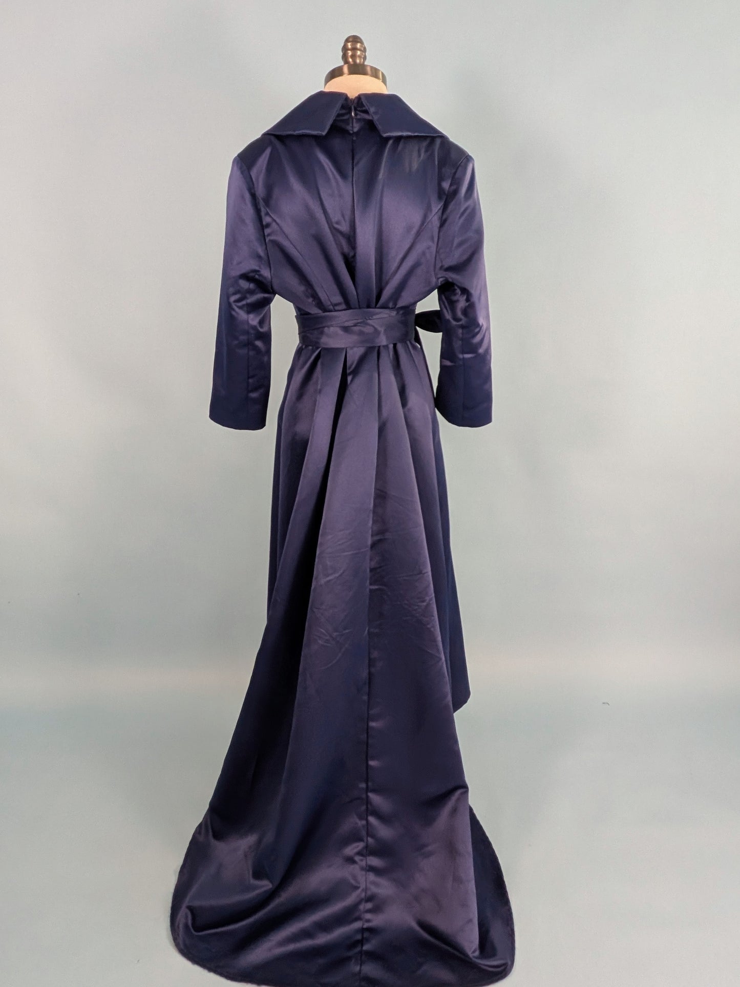 Vintage Style Navy Satin Gown