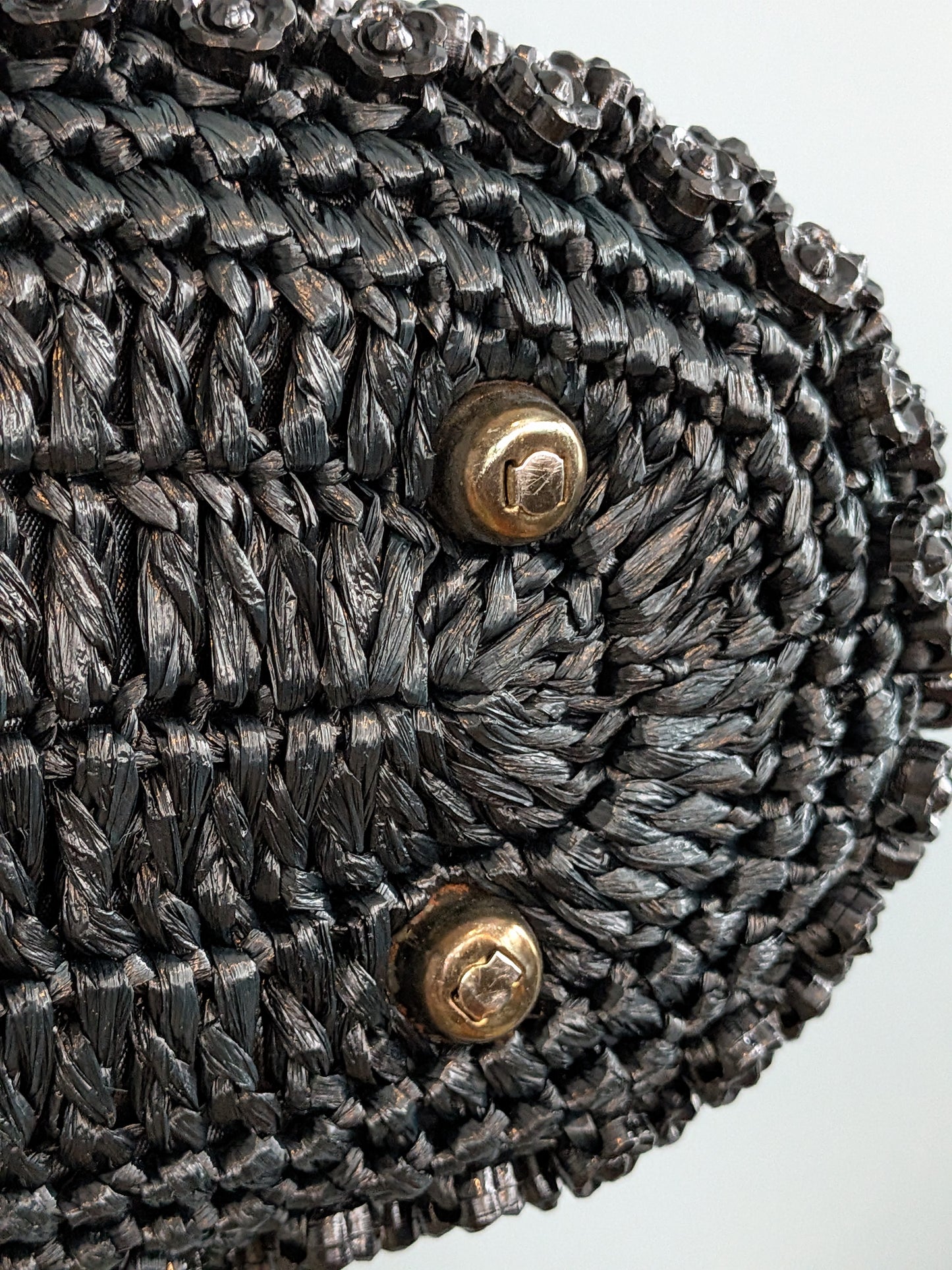 Vintage 1950s Black Lucite Beaded Handbag