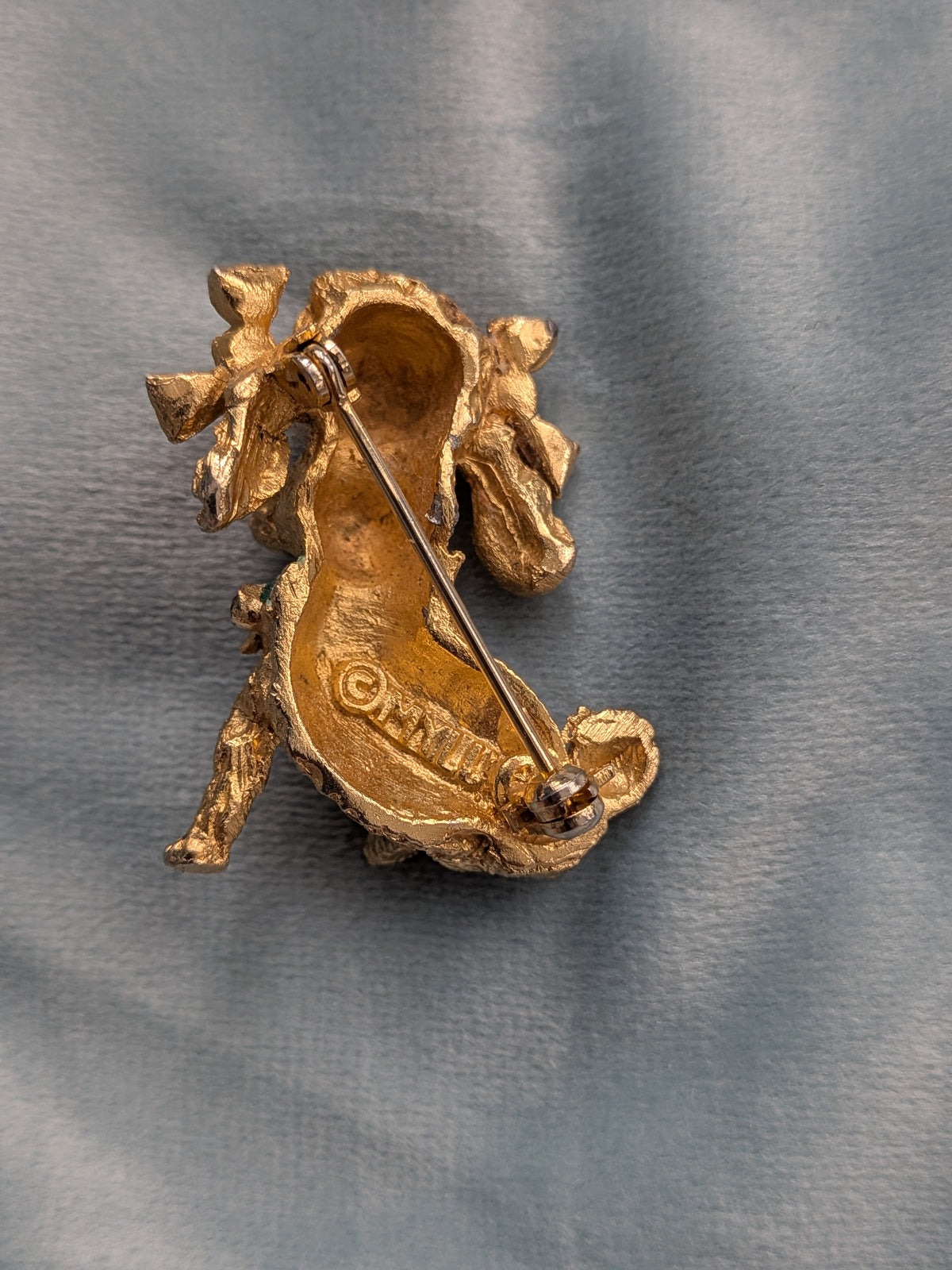 Vintage 1960s "MYLU" Golden Holiday Poodle Brooch