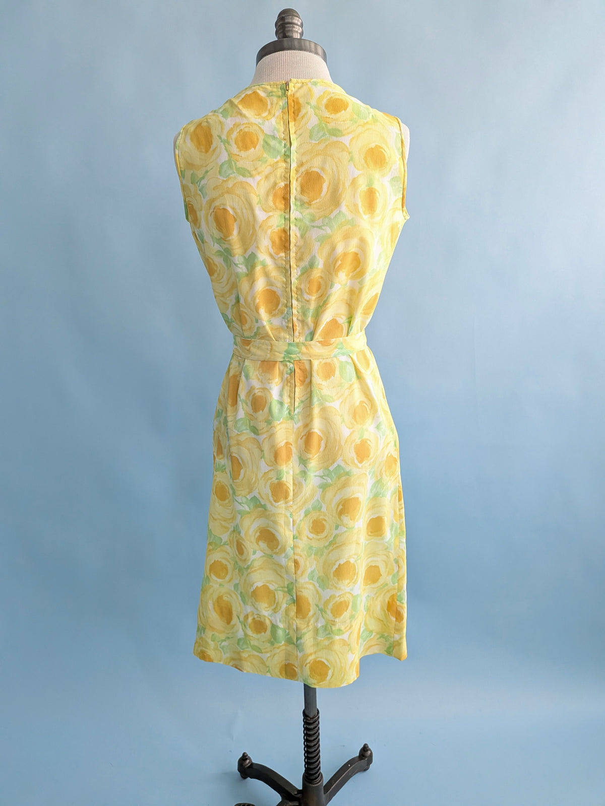 Vintage 1960s Citrus Colored Floral Shift Dress