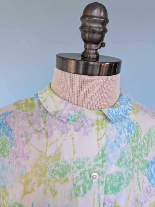 Vintage 1950s Georgia Griffin Fashion Pastel Floral Shirtwaist Dress
