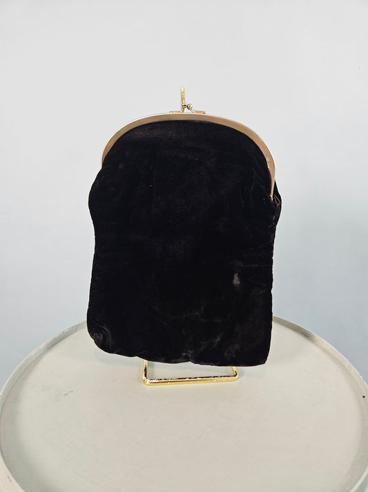 Vintage 1950's- 1960's Black Velvet Clutch