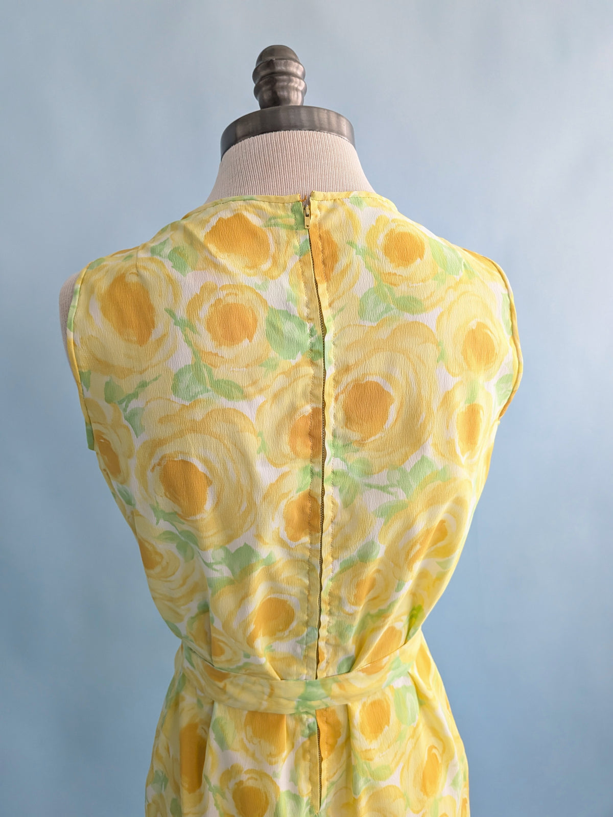 Vintage 1960s Citrus Colored Floral Shift Dress