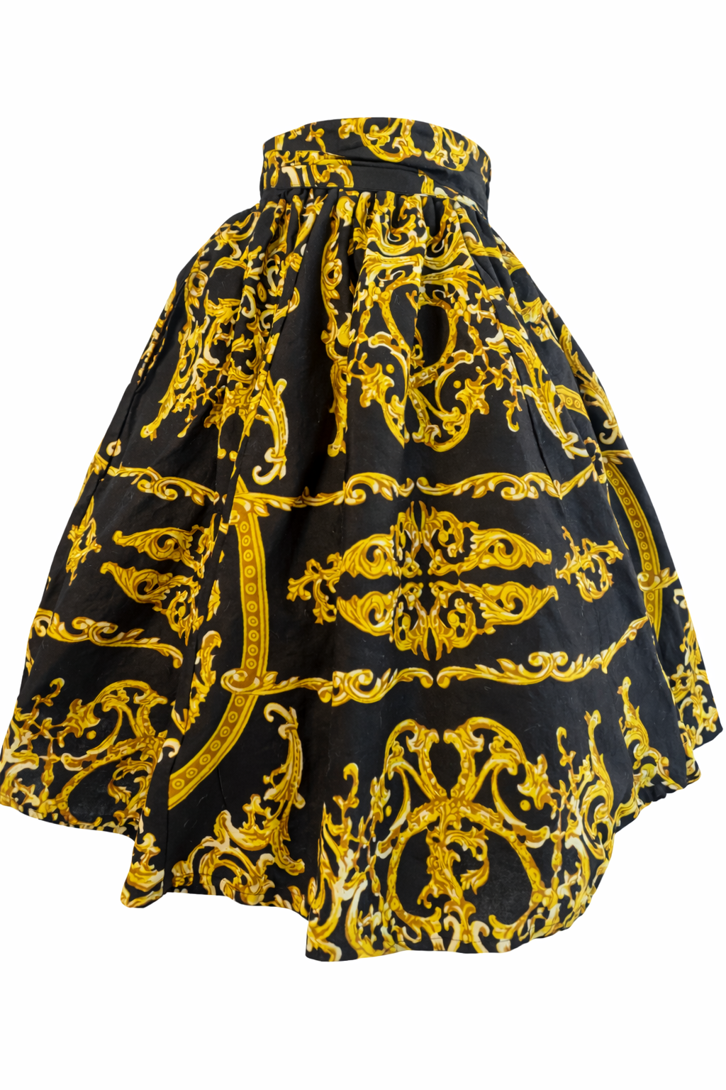 Black and Gold Baroque Print Skirt